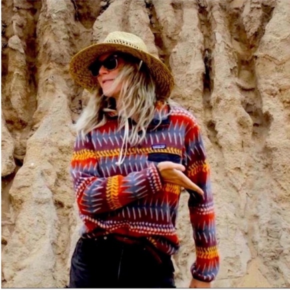 Patagonia Fleece Synchilla Fleece Pullover Laughing Waters Dark Ruby Small - Picture 15 of 17